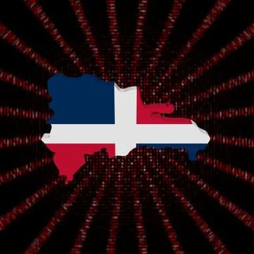 Dominican Republic map flag on red hex code burst illustration イラスト素材