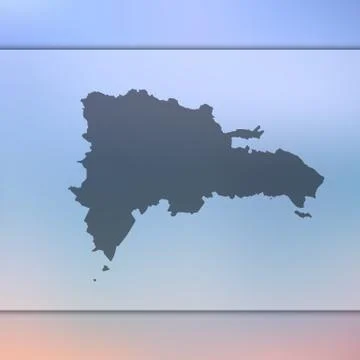 Dominican Republic map. Vector silhouette of Dominican Republic. Blurred backgro Stock Illustration