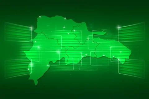 Dominican republic map world map news communication green Stock Illustration