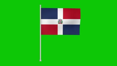 Dominican republic national flag waving against bright green background Stockbeeldmateriaal 317543162