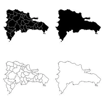 Dominican Republic Outline and Solid Fill Map Set. Stock Illustration