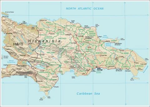 Dominican Republic physiography map Stock Illustration