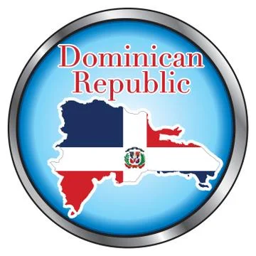 Dominican Republic Round Button Stock Illustration
