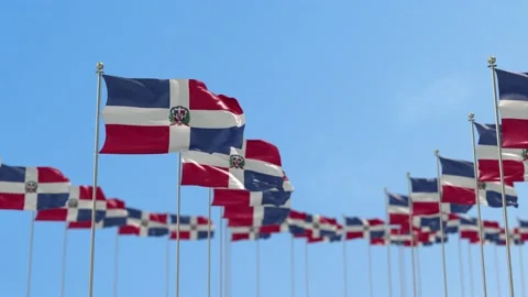 Dominican Republic Row Of Flags 3D Animation Video stock 148658581