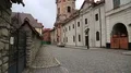 Dominican street and church of St. Nicholas in Kamianets-Podilskyi city, Ukraine HD Footage
