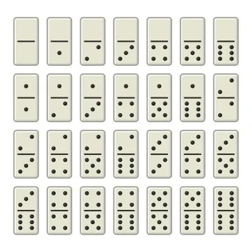 Domino Bones Complete Set on White Background. Vector Stock Illustration