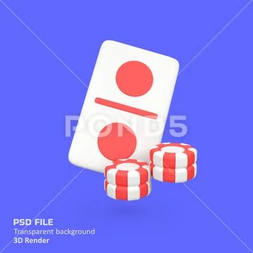 Domino cards with chips isolated 3d render icon illustration Modèle PSD