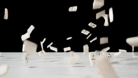 Domino dice falling on the white table on the chromakey background, 4x slowmo Stock Footage 121888777