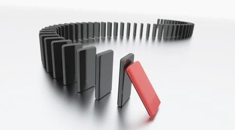 Domino efect rendered on white isolated Illustrazione stock