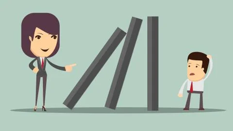 Domino effect and problem solving 스톡 일러스트