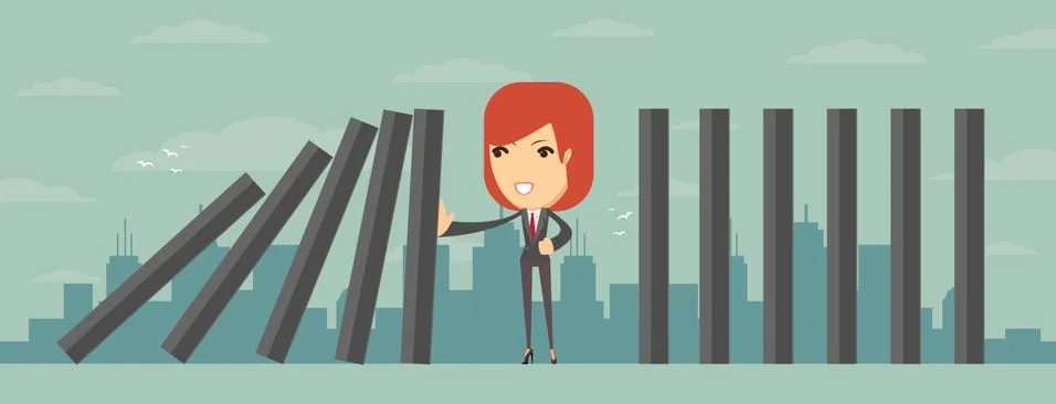 Domino effect and problem solving 스톡 일러스트