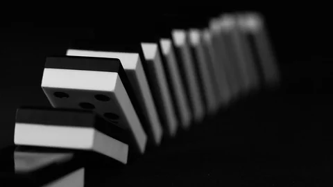 Domino effect, black and white. Stock Footage 124643564