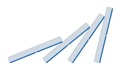 Domino effect chain reaction 2D cartoon object Stock Illustration
