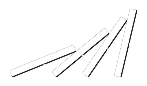 Domino effect chain reaction 2D line object Stock Illustration