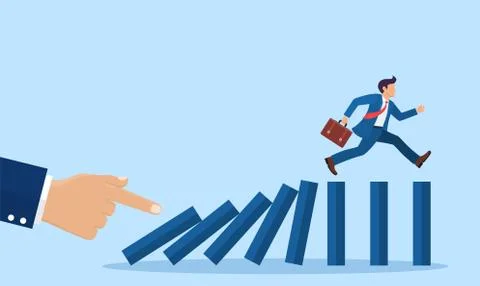 Domino effect. Chain reaction concept. Stock Illustration