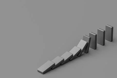 Domino effect collapse concept with empty space Stock Illustration