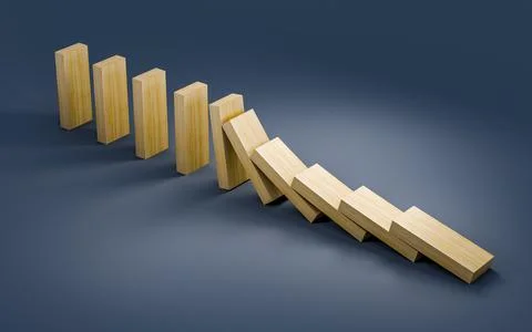 Domino effect concept of crisis and chain failure Stock Illustration