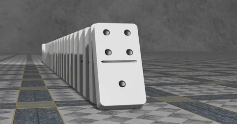 Domino effect. Pieces falling in a row Stock Footage 132808439