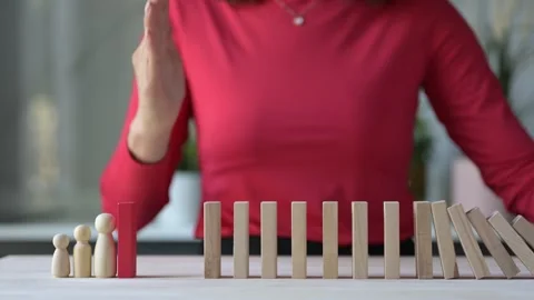 Domino Effect Simulation Close-Up Concept video Stock Footage 296057938