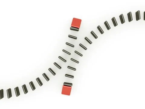 Domino effect two is red isolated on white background Stock Illustration