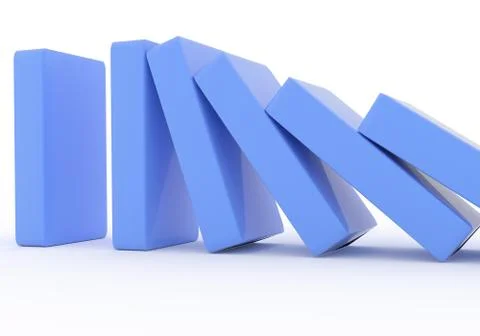 Domino. Falling boxes isolated on white Stock Illustration