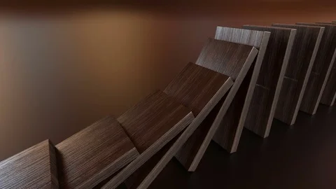 Domino falling loop, side view prespective Stock Footage 85082736