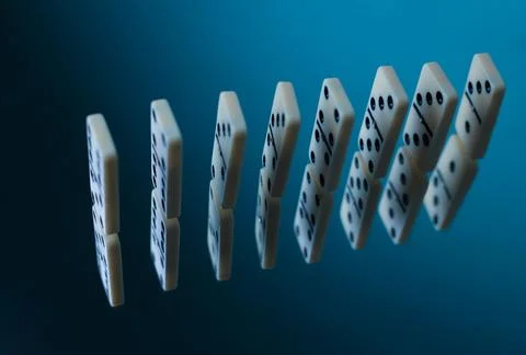 Domino game on a mirror surface 3 Stock Photos