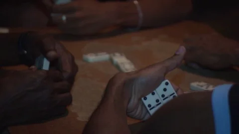 Domino game table night Stock Footage 73291150