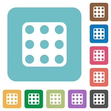 Domino nine rounded square flat icons 스톡 일러스트
