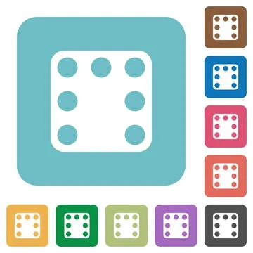 Domino seven rounded square flat icons Illustrazione stock