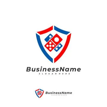 Domino Shield logo vector template, Creative Domino logo design concepts Stock Illustration