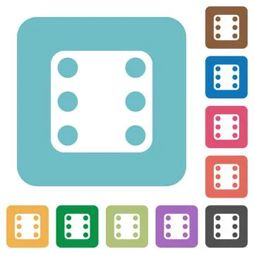 Domino six rounded square flat icons Illustrazione stock