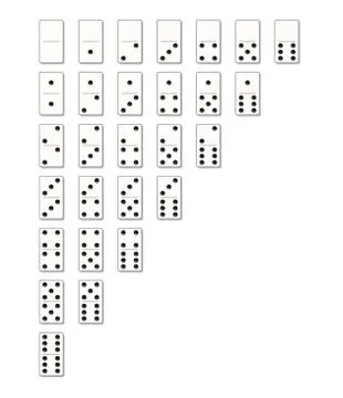 Domino tile set. White bones with black dots. Vector simple board game. Stock Illustration