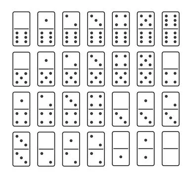 Domino vector set piece game board flat icon. Domino card set vector game Stock Illustration