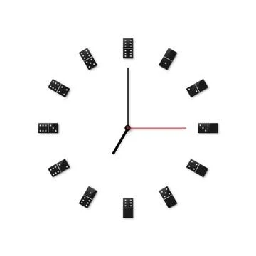 Domino wall clock design isolated on white background Illustrazione stock
