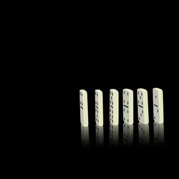 Dominoes lined up on a black background. Vector illustration of dominoes. Stock Illustration