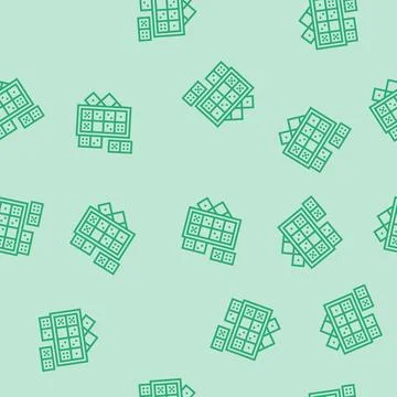 Dominoes set board table line seamless pattern Stock Illustration
