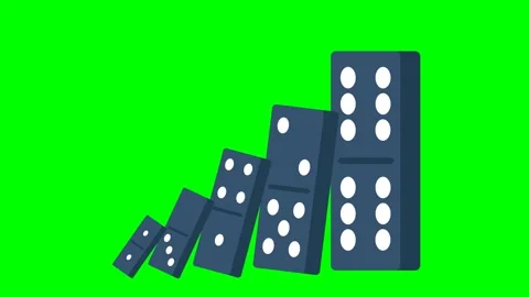 Dominoes from small to large. Big consequences from small cause. Cause, effect Stock Footage 271626954