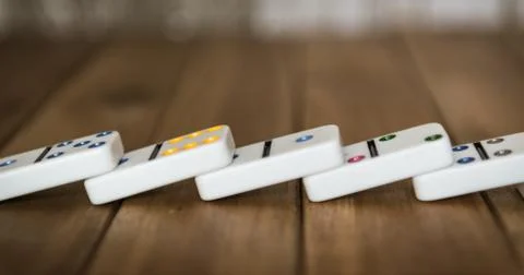 Dominoes on wooden background Foto stock