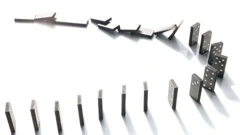 Dominos falling down in a row. Stock Footage 229189274