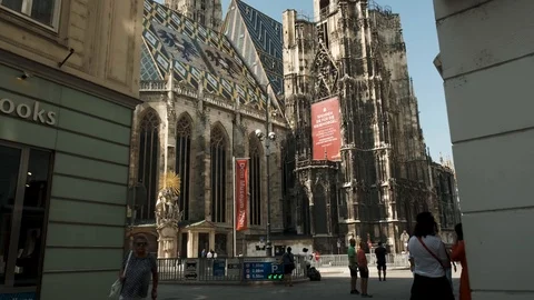Domkirche St. Stephan Cathedral Tilting Up And Moving Towards Stock Footage 116623601
