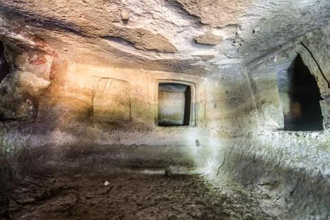 Domus de janas ancient nuragic sepulcher in Sardinia Stock Photos