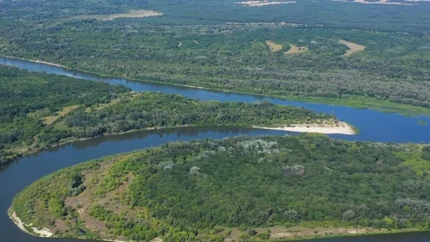 Don river and dense forest. Stunning landscape, aerial view Stock Footage 121968018