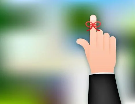 Don t Forget reminder. Rope bow on finger pointing. Vector stock illustration. Illustrazione stock