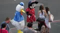 Donald Duck Mickey Mouse Children Cartoon Costumes Street Performers Hollywood HD Footage