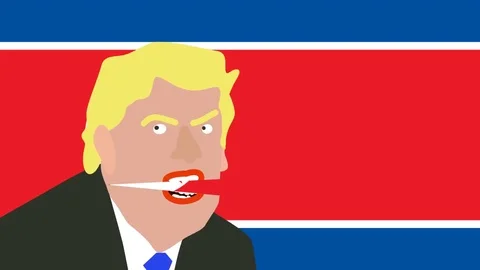 Donald Trump crawled on a background representing the North Korean flag Stock Footage 82642944