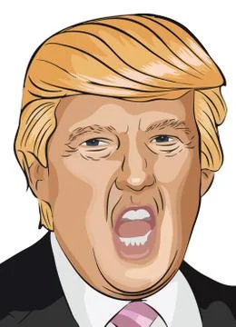 Donald trump expression president politics editorial illustration america Stock Illustration