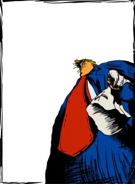 Donald Trump Holding KKK Hood in Frame Stock Illustration