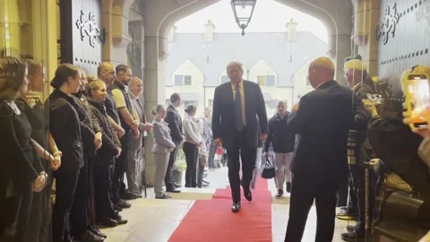 Donald Trump speaks to media in Doonbeg  Stock Footage 240242388