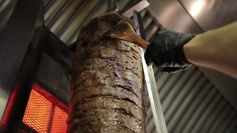 Donar Kebab Carving Stock Footage 137095919